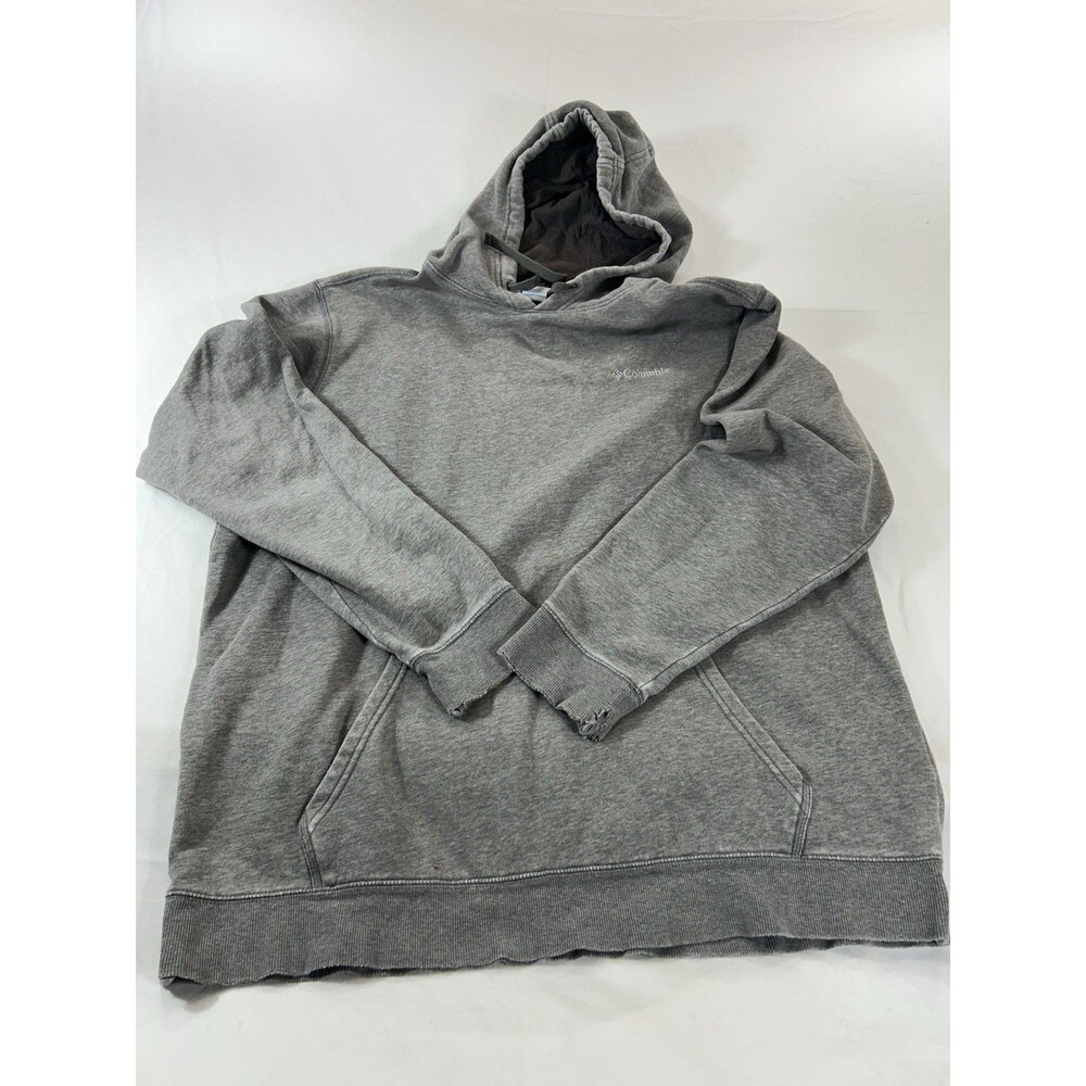 Columbia Hoodie Mens XL Gray Pullover Sweatshirt Distressed Grunge Outdoor Casua